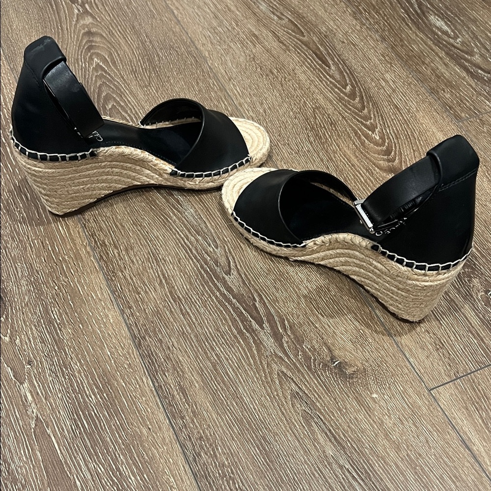 Vince Camuto Black Leather Espadrilles - Picture 3 of 4